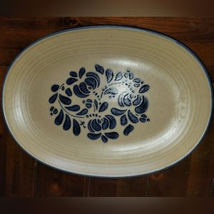 Pfaltzgraff Cream Oval Platter with Blue Floral Design